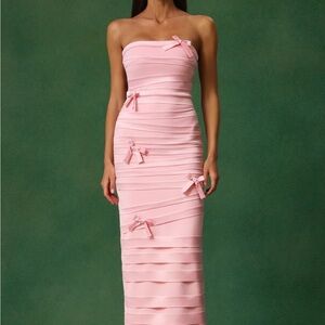 Gayu Sleeveless Bow Wrinkles Midi Dress NWT